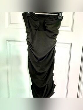Zaful Black Strapless Ruched Bodycon Dress